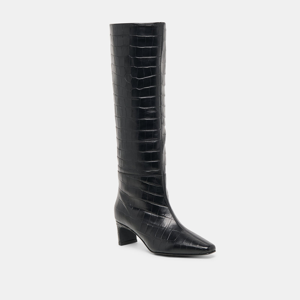 Dolce Vita SHOES Trixi Noir Croco Embossed Leather Boots