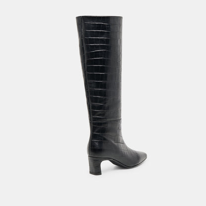 Dolce Vita SHOES Trixi Noir Croco Embossed Leather Boots
