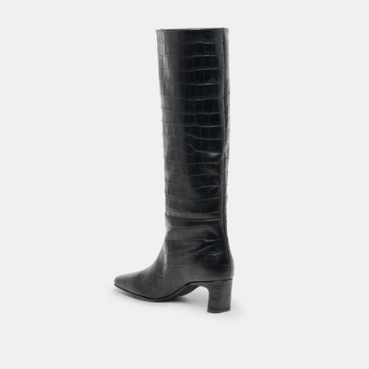 Dolce Vita SHOES Trixi Noir Croco Embossed Leather Boots