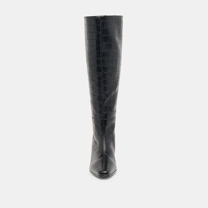 Dolce Vita SHOES Trixi Noir Croco Embossed Leather Boots