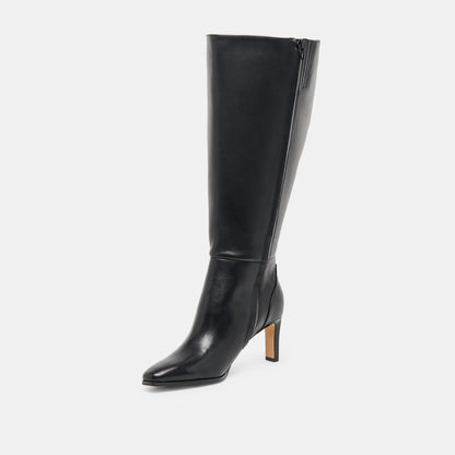 Dolce Vita SHOES Emmi Black Leather Extra Wide Calf Boots
