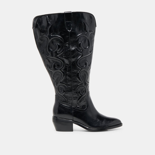 Dolce Vita SHOES Mirla Black Leather Extra Wide Calf Boots