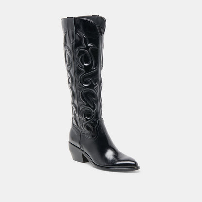 Dolce Vita SHOES Mirla Black Leather Extra Wide Calf Boots