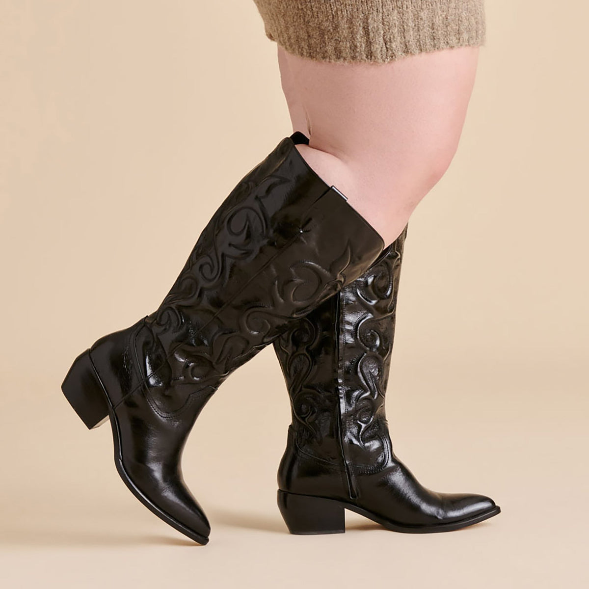 Dolce Vita SHOES Mirla Black Leather Extra Wide Calf Boots