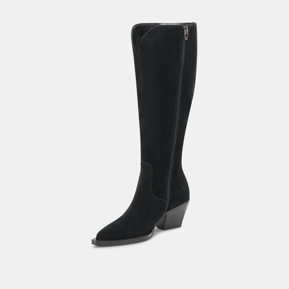 Dolce Vita SHOES RAJ Wide Calf Boots Onyx Suede | Women's Onyx Suede Knee-High Boots
 – Dolce Vita