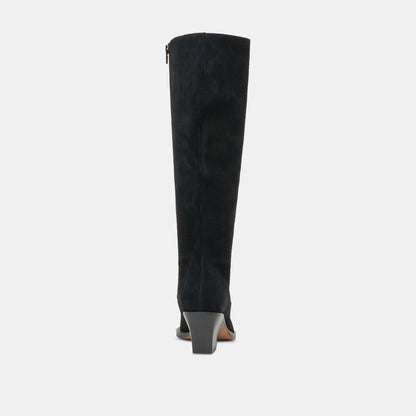 Dolce Vita SHOES RAJ Wide Calf Boots Onyx Suede | Women's Onyx Suede Knee-High Boots
 – Dolce Vita