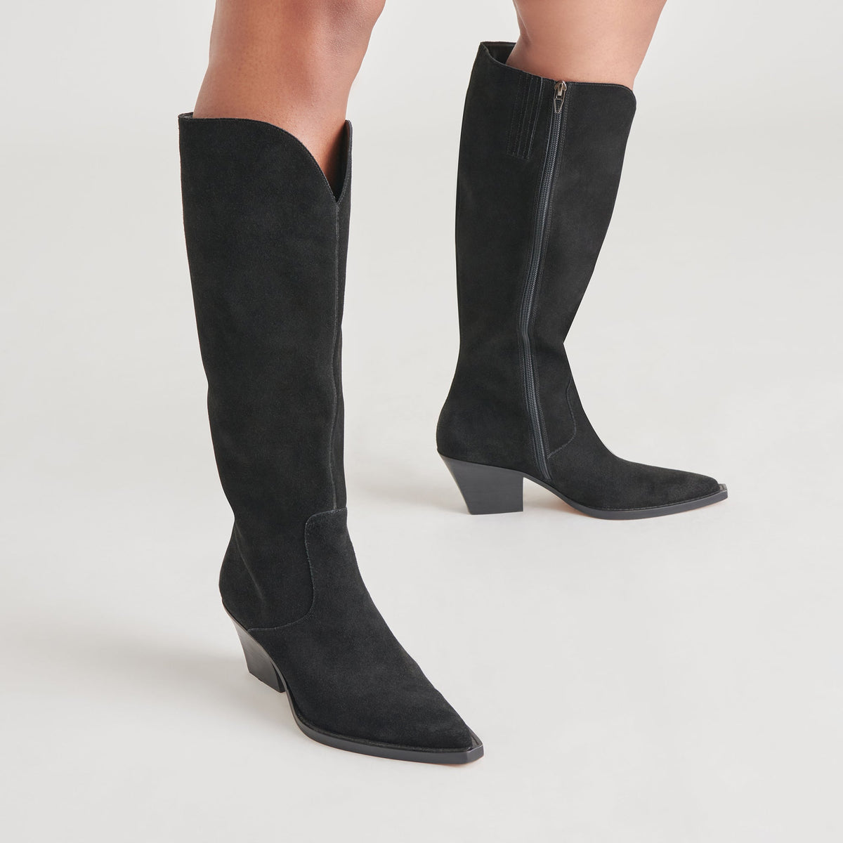 Dolce Vita SHOES RAJ Wide Calf Boots Onyx Suede | Women's Onyx Suede Knee-High Boots
 – Dolce Vita