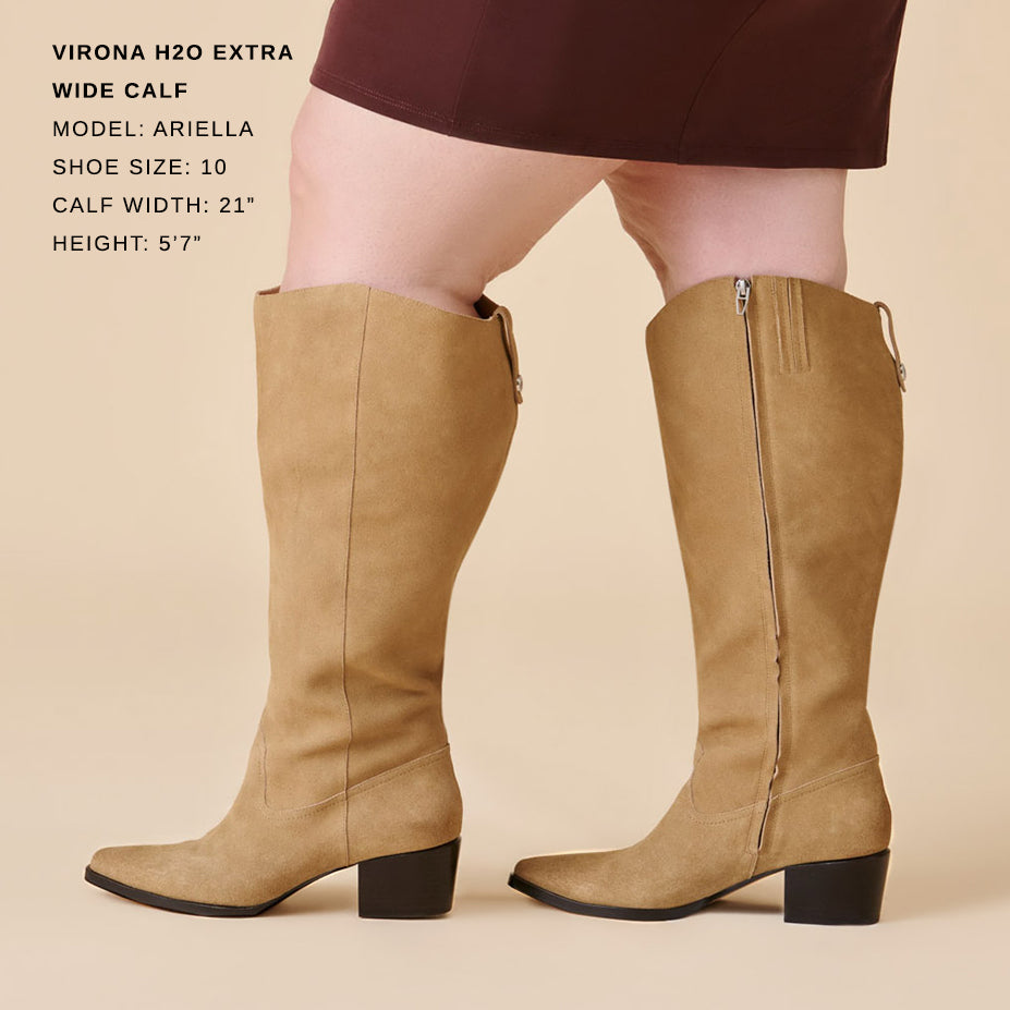Dolce Vita SHOES Virona H2O Waterproof Dk Taupe Suede Extra Wide Calf Boots