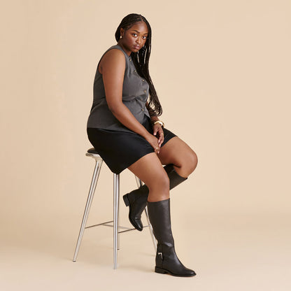Dolce Vita SHOES Kilian H2O Waterproof Black Leather Wide Calf Boots