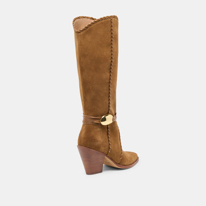 Dolce Vita SHOES Jody Lt Brown Suede Wide Calf Boots