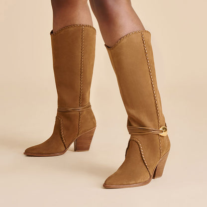 Dolce Vita SHOES Jody Lt Brown Suede Wide Calf Boots