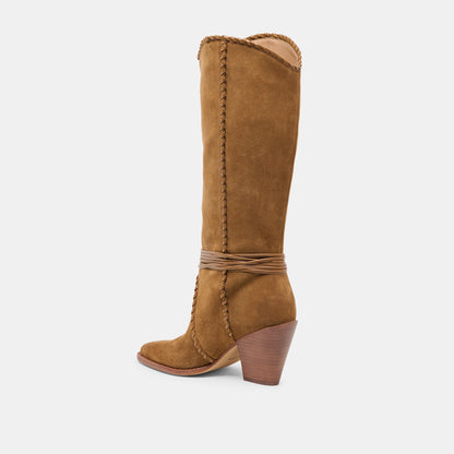 Dolce Vita SHOES Jody Lt Brown Suede Wide Calf Boots