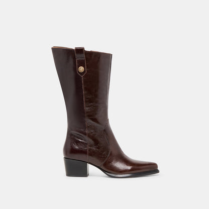 Dolce Vita SHOES Vern Chocolate Leather Wide Calf Boots