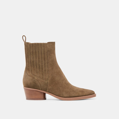 Dolce Vita SHOES Faint H2O Waterproof Olive Suede Booties