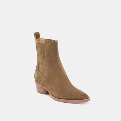 Dolce Vita SHOES Faint H2O Waterproof Olive Suede Booties