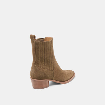 Dolce Vita SHOES Faint H2O Waterproof Olive Suede Booties