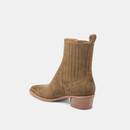 Dolce Vita SHOES Faint H2O Waterproof Olive Suede Booties