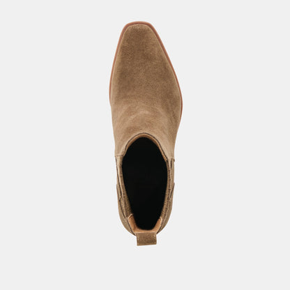 Dolce Vita SHOES Faint H2O Waterproof Olive Suede Booties