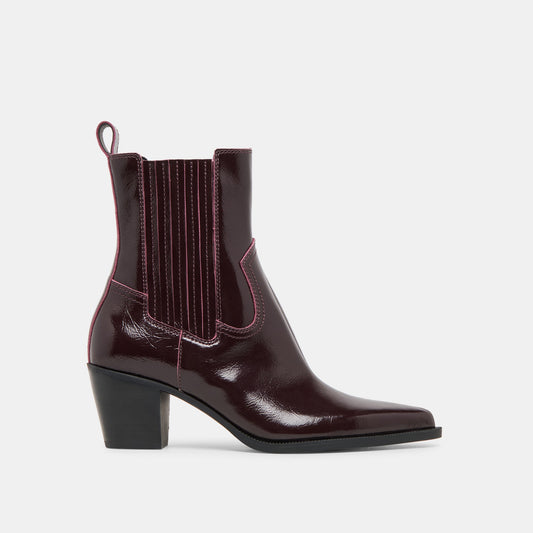Dolce Vita SHOES Slim Mulberry Crinkle Patent Booties