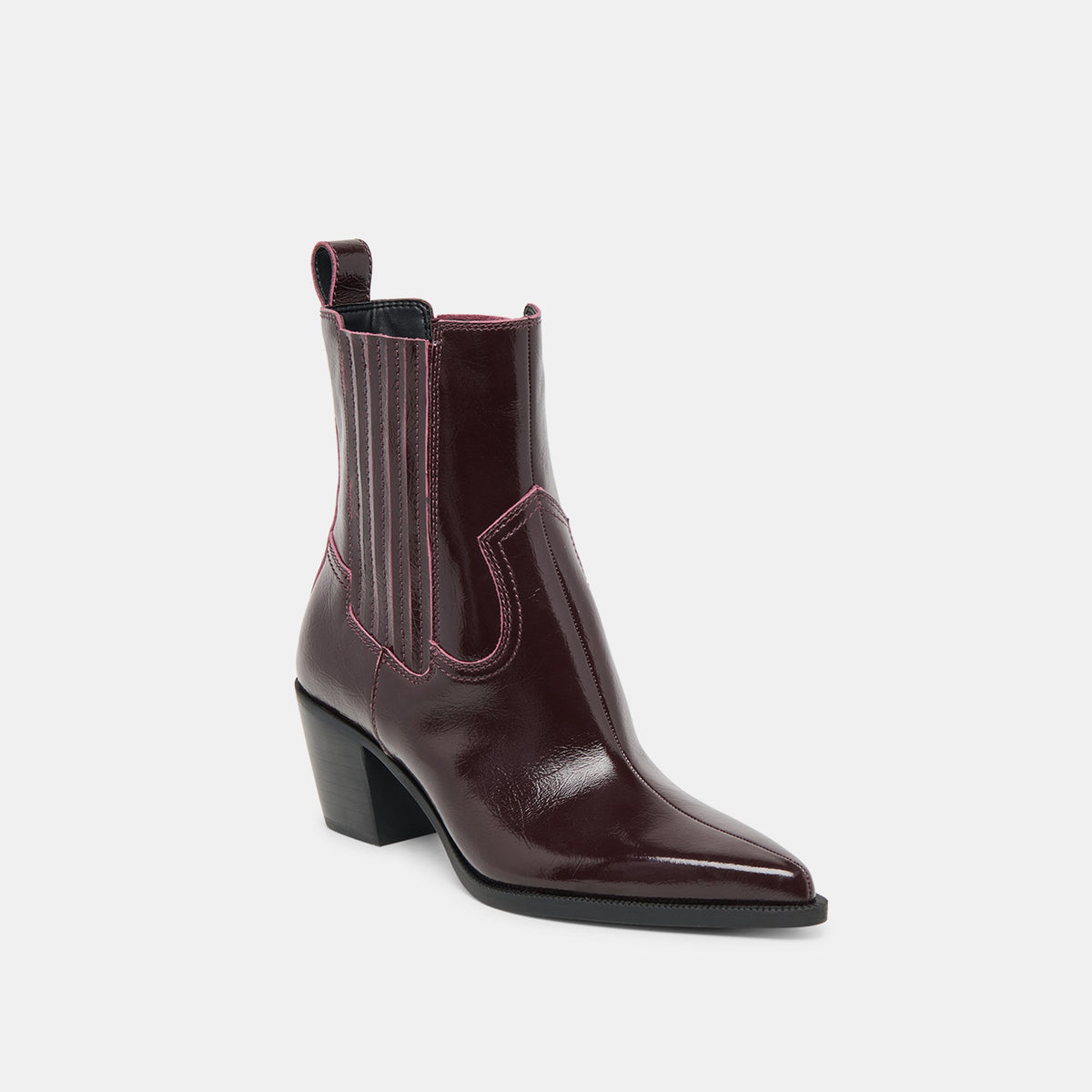Dolce Vita SHOES Slim Mulberry Crinkle Patent Booties