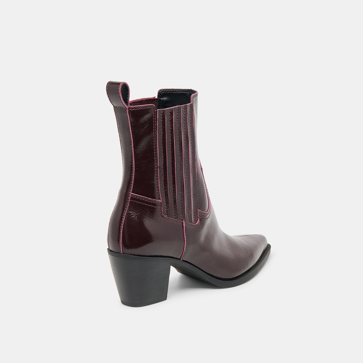 Dolce Vita SHOES Slim Mulberry Crinkle Patent Booties