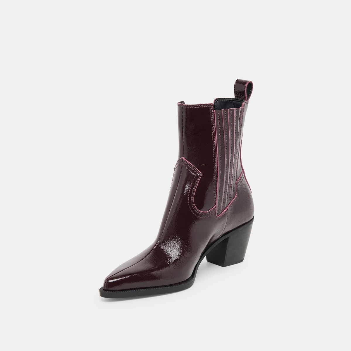Dolce Vita SHOES Slim Mulberry Crinkle Patent Booties