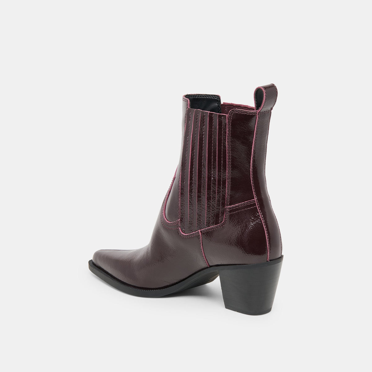 Dolce Vita SHOES Slim Mulberry Crinkle Patent Booties