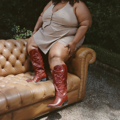 Dolce Vita SHOES Mirla Oxblood Leather Extra Wide Calf Boots