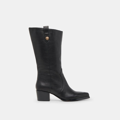 Dolce Vita SHOES Vern Black Leather Wide Calf Boots