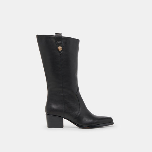 Dolce Vita SHOES Vern Black Leather Wide Calf Boots