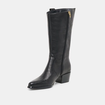 Dolce Vita SHOES Vern Black Leather Wide Calf Boots