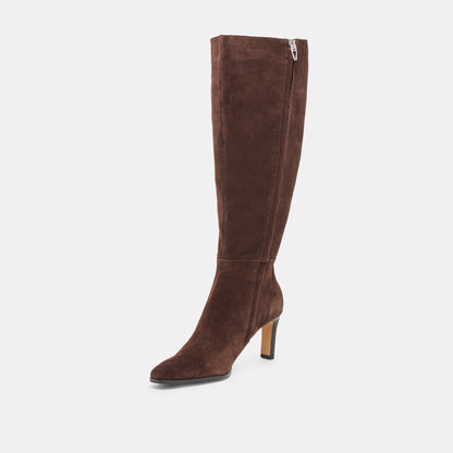 Dolce Vita SHOES Emmi Dk Brown Suede Wide Calf Boots