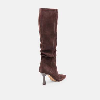 Dolce Vita SHOES Lousa Mahogany Suede Wide Calf Boots