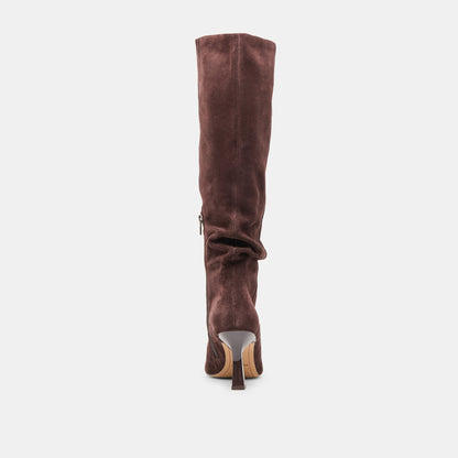 Dolce Vita SHOES Lousa Mahogany Suede Wide Calf Boots