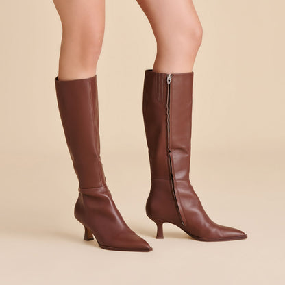 Dolce Vita SHOES Auggie Chocolate Leather Narrow Calf Boots