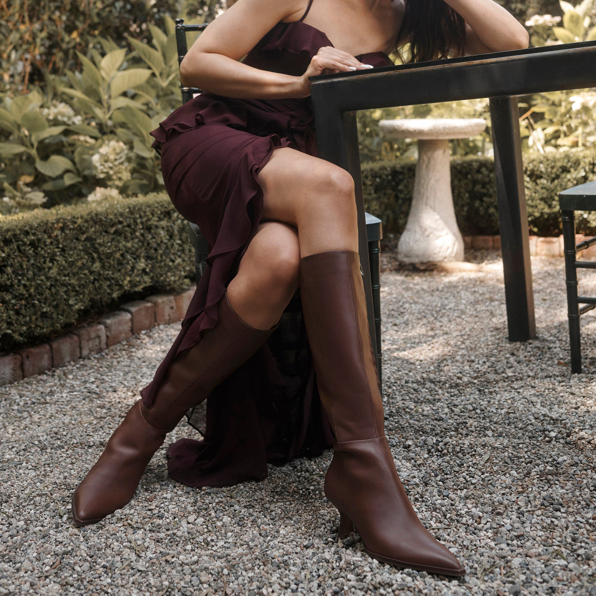 Dolce Vita SHOES Auggie Chocolate Leather Narrow Calf Boots