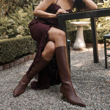 Dolce Vita SHOES Auggie Chocolate Leather Narrow Calf Boots