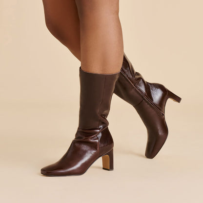 Dolce Vita SHOES Riggs Wide Calf Chocolate Leather Boots