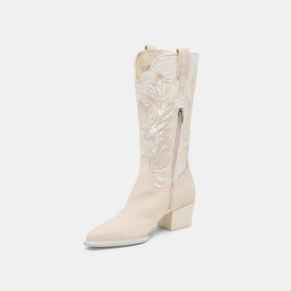 Dolce Vita SHOES Vorah Pearl Creme Sequin Boots