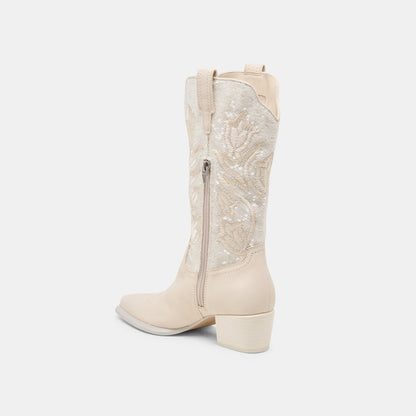 Dolce Vita SHOES Vorah Pearl Creme Sequin Boots