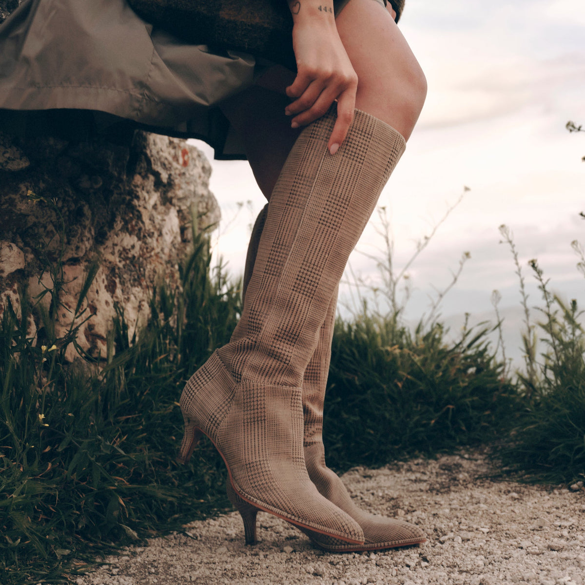 Dolce Vita SHOES Aldy Herringbone Printed Suede Boots