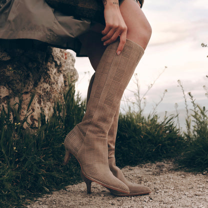 Dolce Vita SHOES Aldy Herringbone Printed Suede Boots