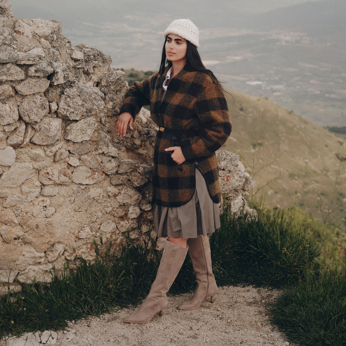 Dolce Vita SHOES Aldy Herringbone Printed Suede Boots