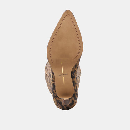 Dolce Vita SHOES Aldy Brown Leopard Printed Suede Wide Calf Boots