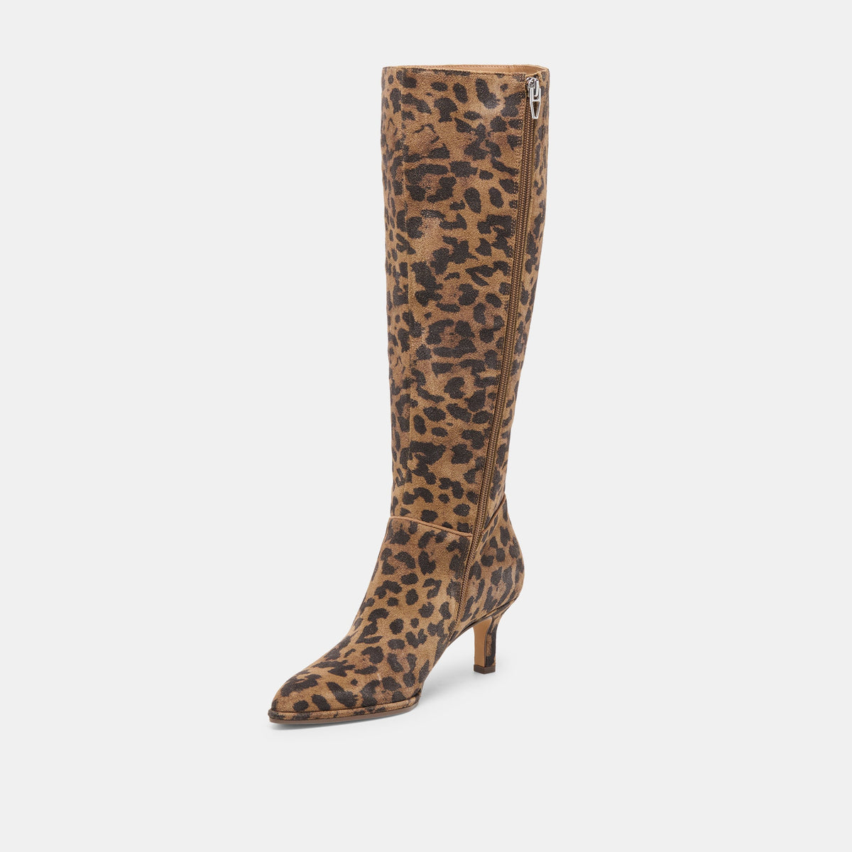 Dolce Vita SHOES Aldy Brown Leopard Printed Suede Wide Calf Boots