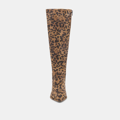 Dolce Vita SHOES Aldy Brown Leopard Printed Suede Wide Calf Boots