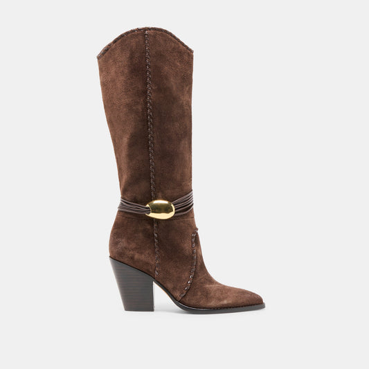 Dolce Vita SHOES Jody Dk Brown Suede Wide Calf Boots