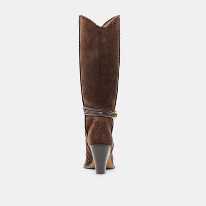 Dolce Vita SHOES Jody Dk Brown Suede Wide Calf Boots