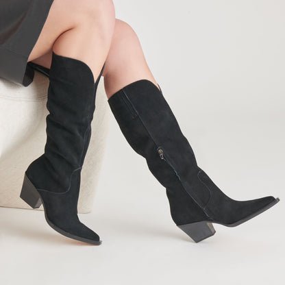 Dolce Vita SHOES Raj Boots in Onyx Suede | Women's Onyx Suede Knee-High Boots
 – Dolce Vita