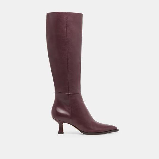 Dolce Vita SHOES Auggie Wine Leather Wide Calf Boots